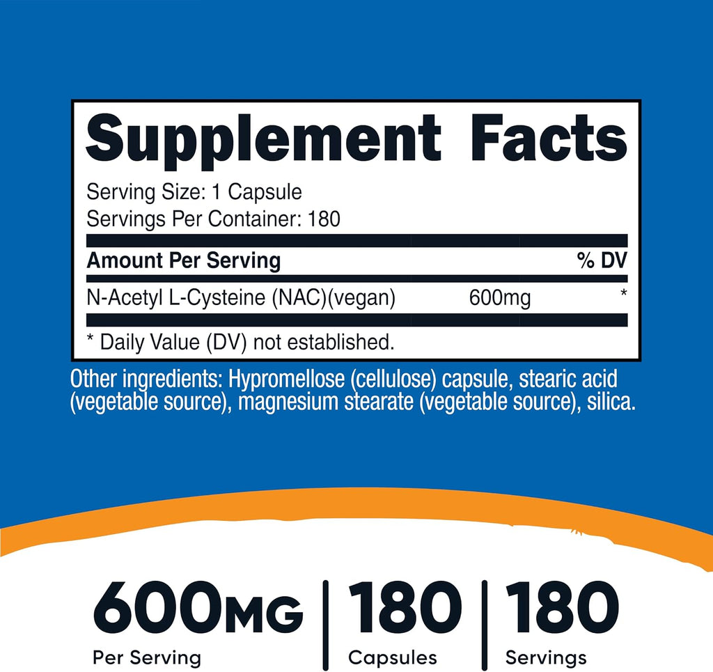 Premium NAC 600mg – 180 Vegan Capsules